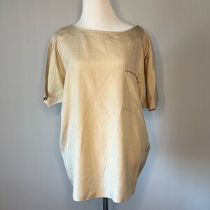 Paul Alexander 100% Silk Beige Short Sleeve Blouse sz 6